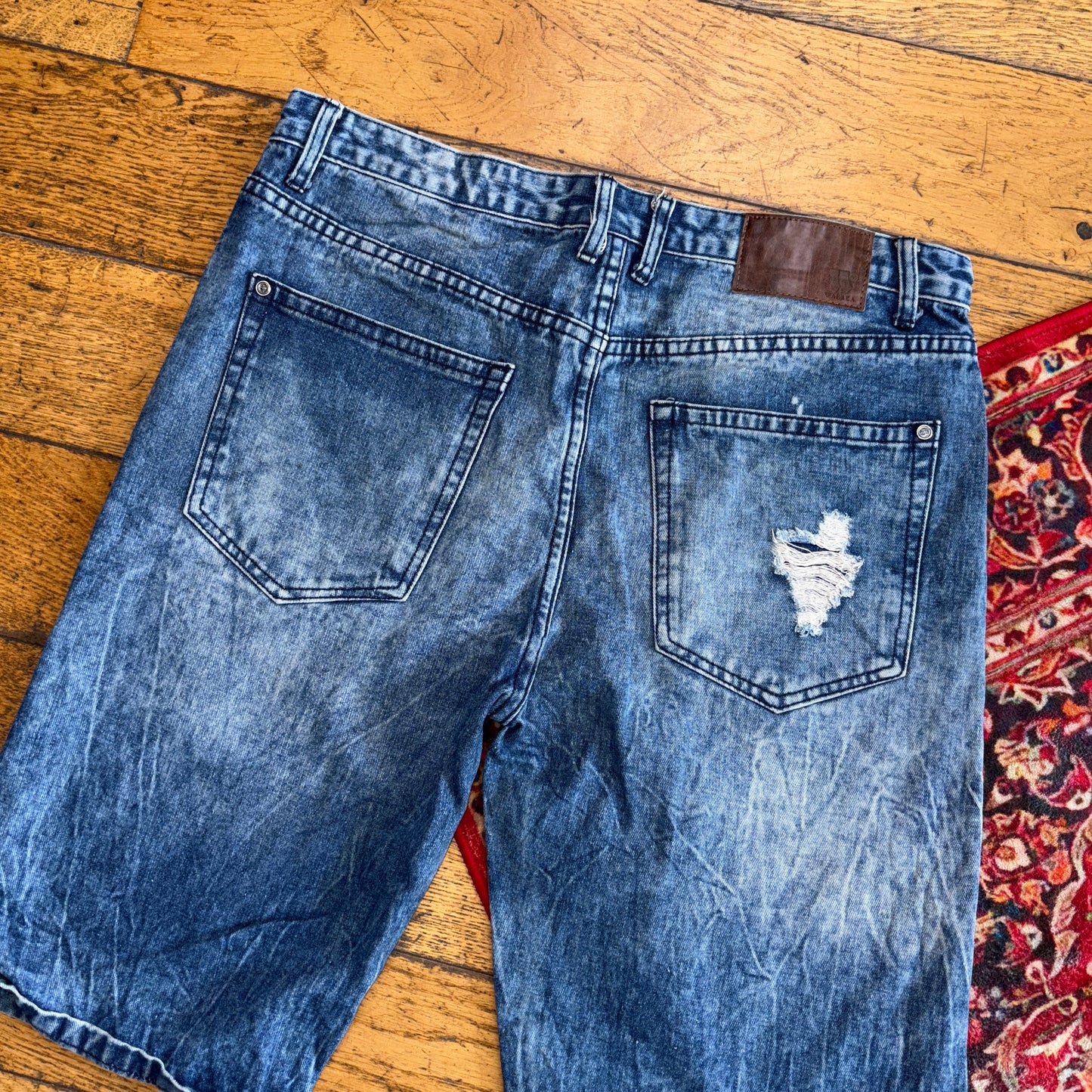 Vintage Blue Denim Slim Shorts - 34