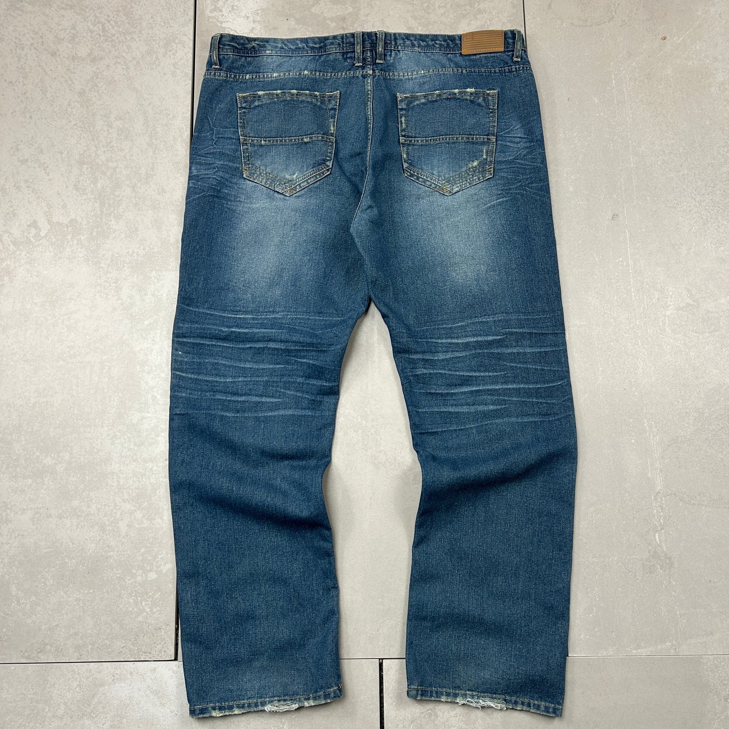 Vintage Embroidered Hip Hop Blue Baggy Jeans - 44