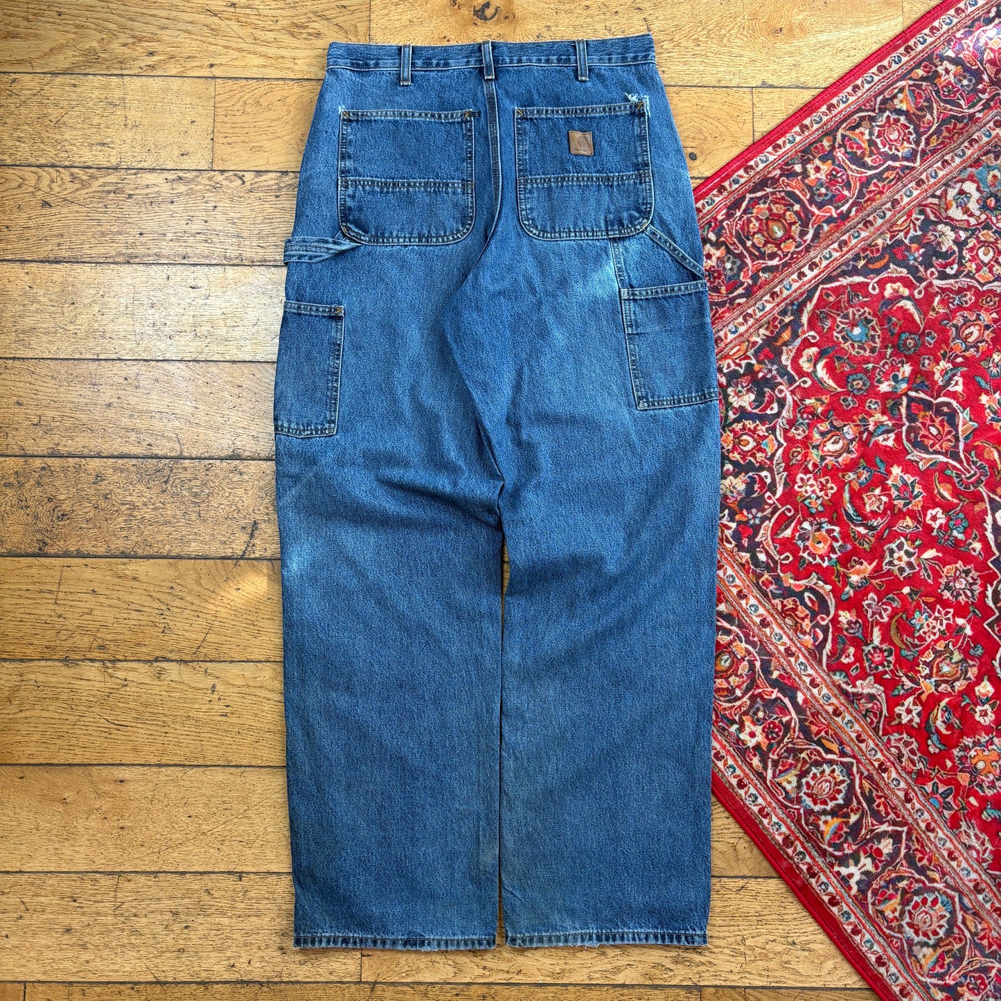 Vintage Carhartt Workwear Carpenter Baggy Blue Jeans - 32