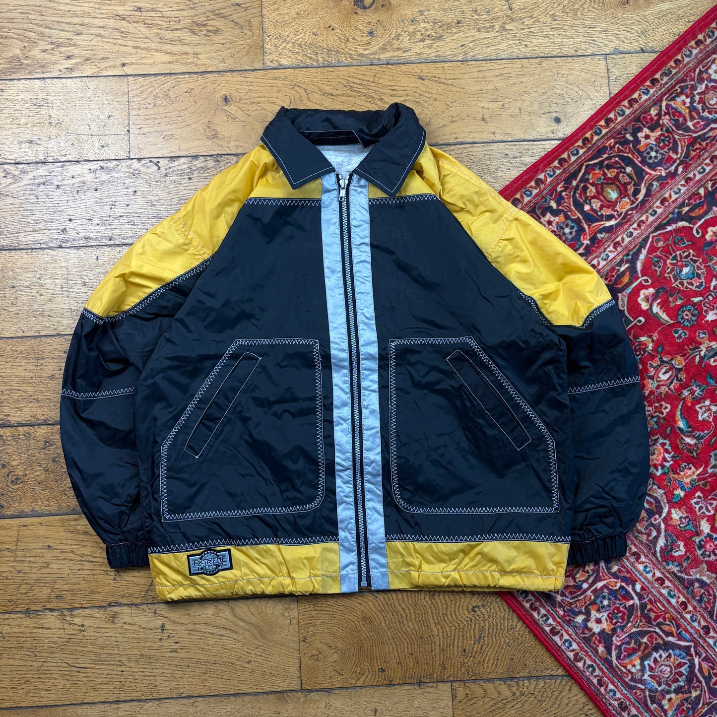 Vintage Extreme Limit Contrast Stitch Black Yellow Harrington Jacket - L