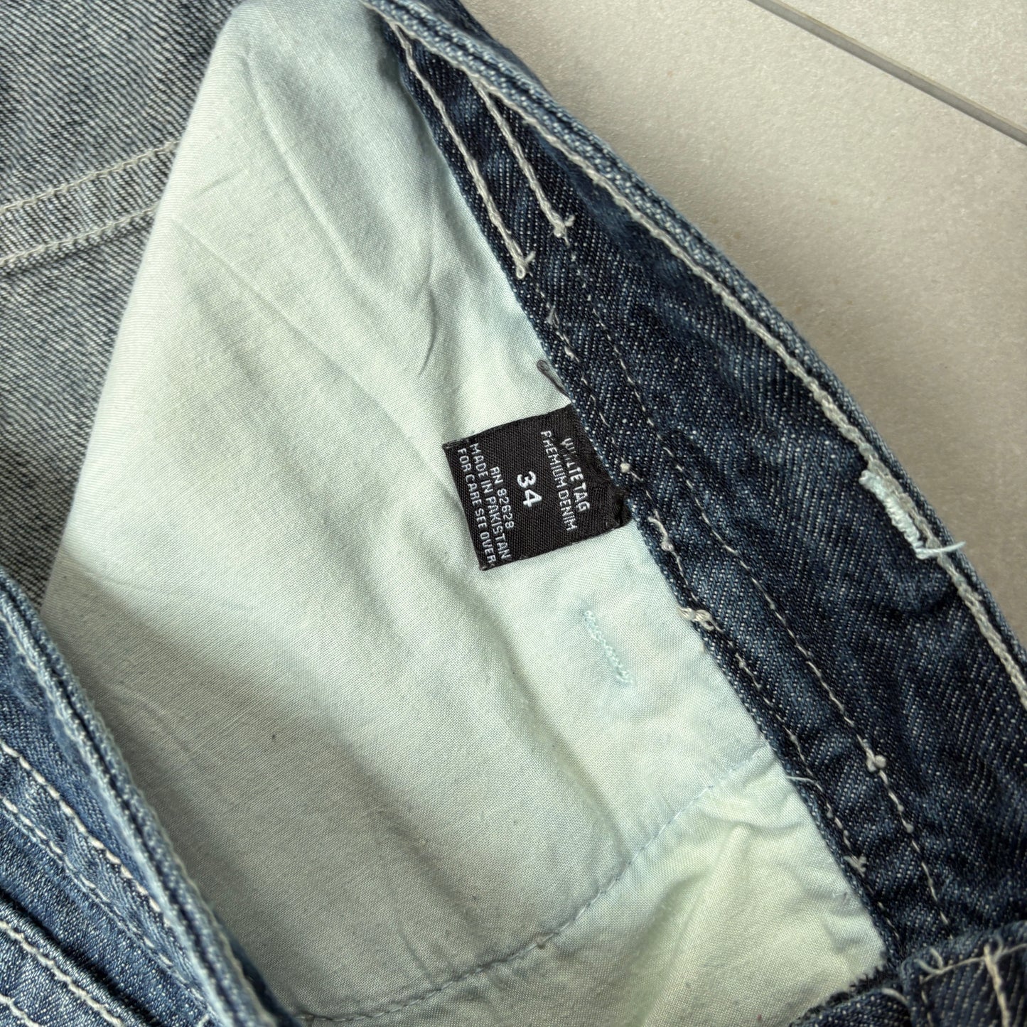 Vintage Embroidered Hip Hop Blue Baggy Jeans - 40