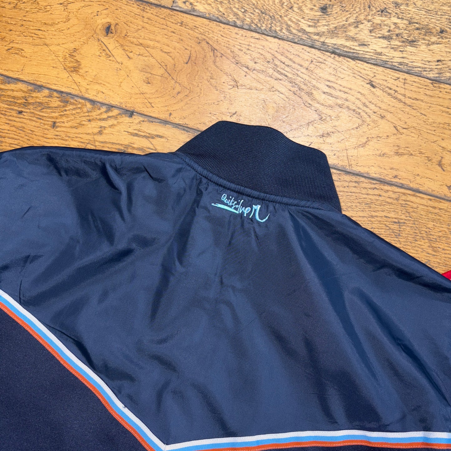 Vintage Quiksilver Navy Surfwear Track Bomber Jacket - L