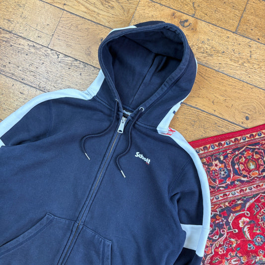 Vintage Schott Navy Hoodie Sweatshirt - L