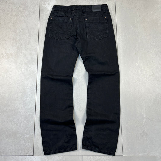 Vintage Embroidered Hip Hop Bootcut Black Jeans - 34
