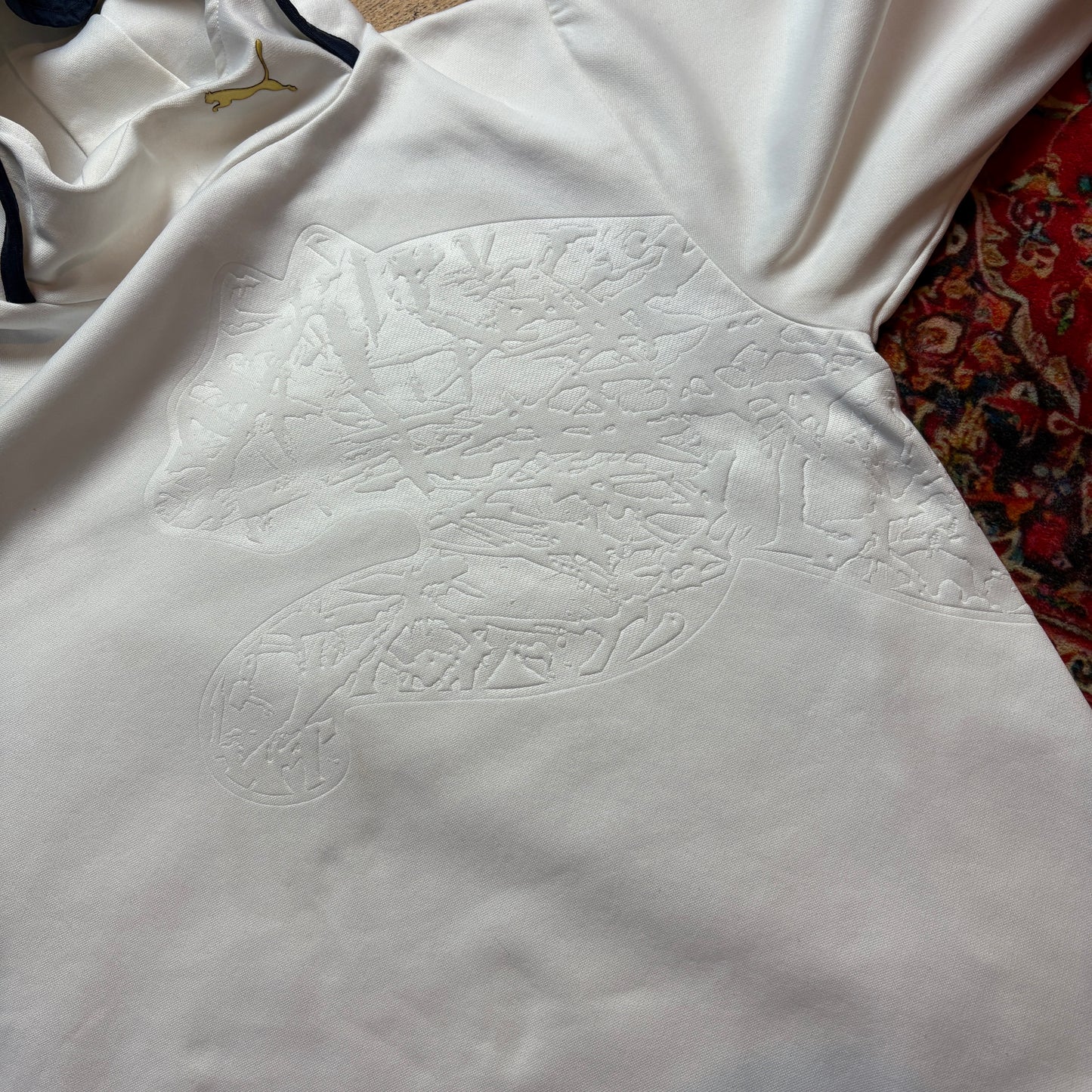 Vintage Puma White Embroidered Hoodie Sweatshirt - S