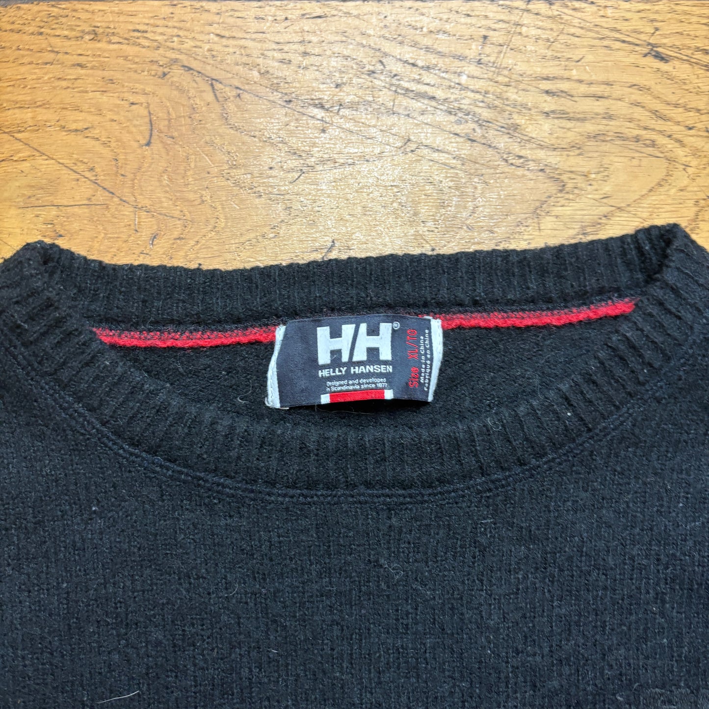 Vintage Helly Hansen Black Wool Chunky Knit Jumper - M