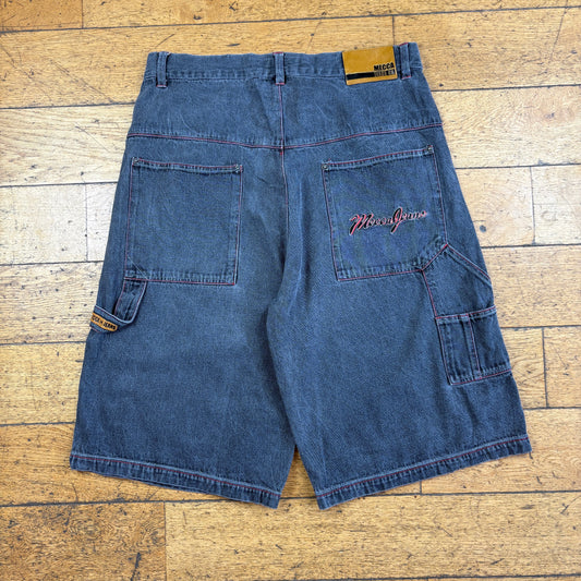 Vintage Mecca Embroidered Black Hip Hop Baggy Shorts Jorts - 34