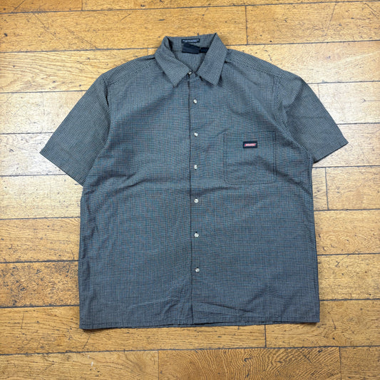 Vintage Dickies Grey Check Short Sleeve Workwear Shirt - XL
