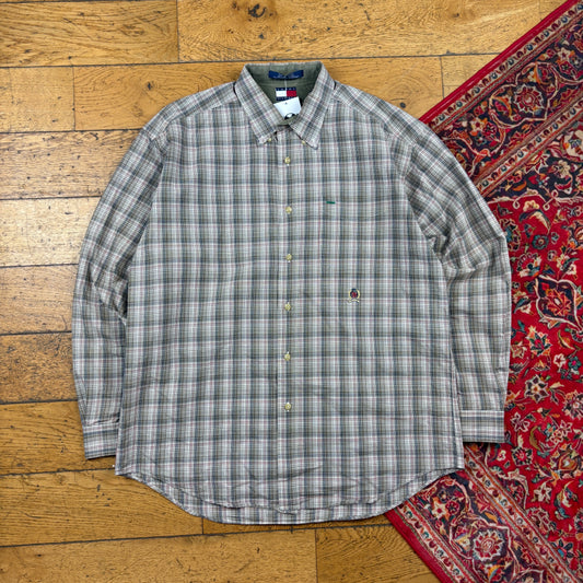 Vintage Tommy Hilfiger Grey Crest Embroidered Shirt - L