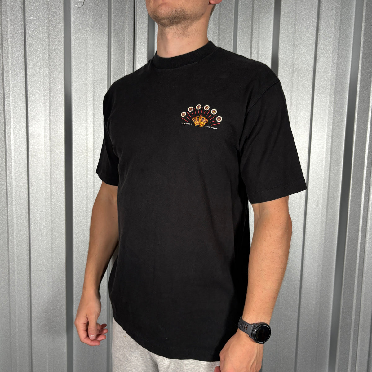 Stussy 90s Crown Black Graphic T Shirt - M