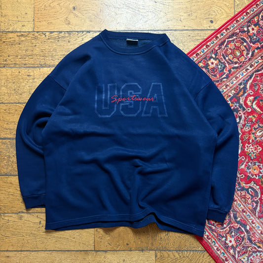 Vintage 90s USA Navy Sportswear Embroidered Sweatshirt - XL