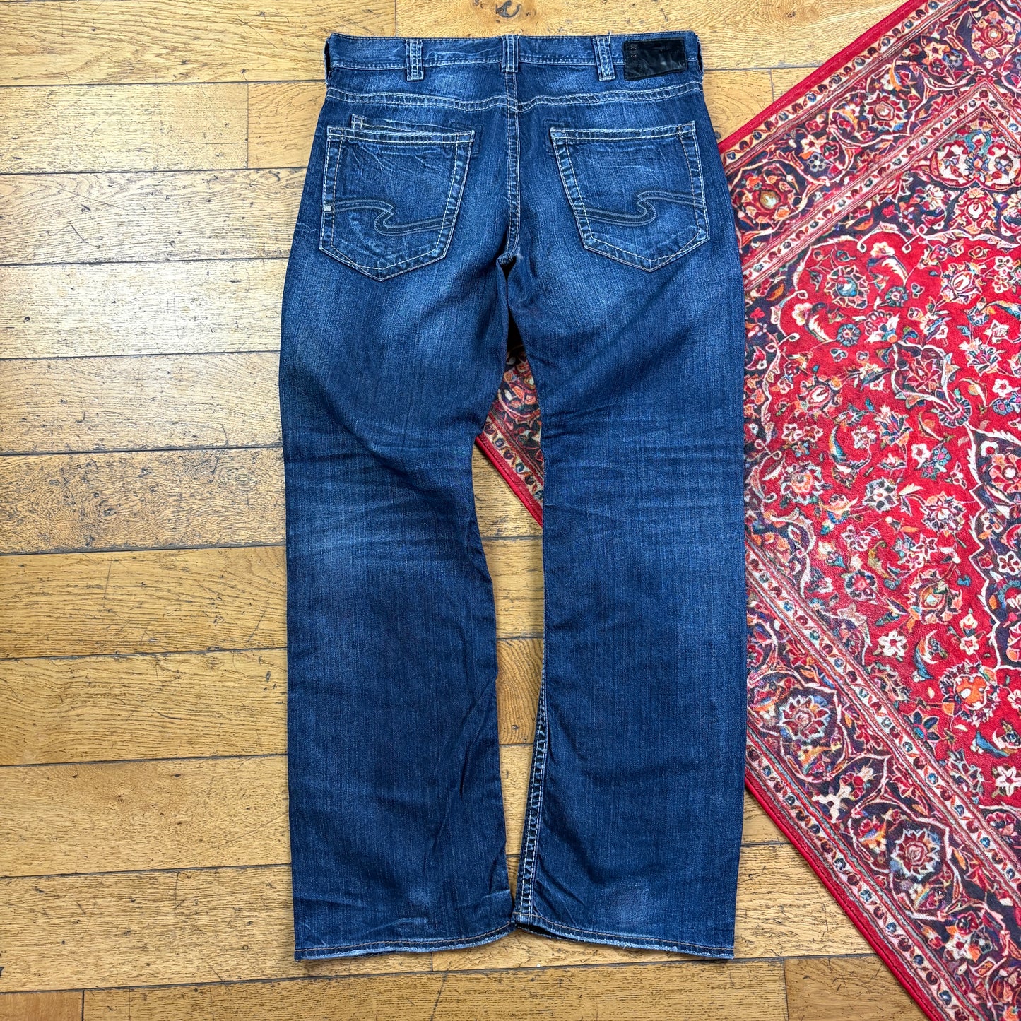 Vintage Silver Jeans Blue Embroidered Y2K Hip Hop Bootcut Jeans - 38