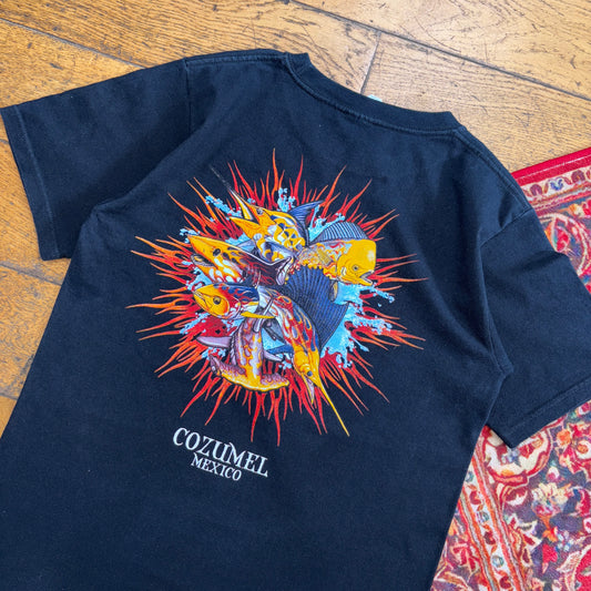 Vintage Mexico Fish Swordfish Black Graphic T-Shirt - XS