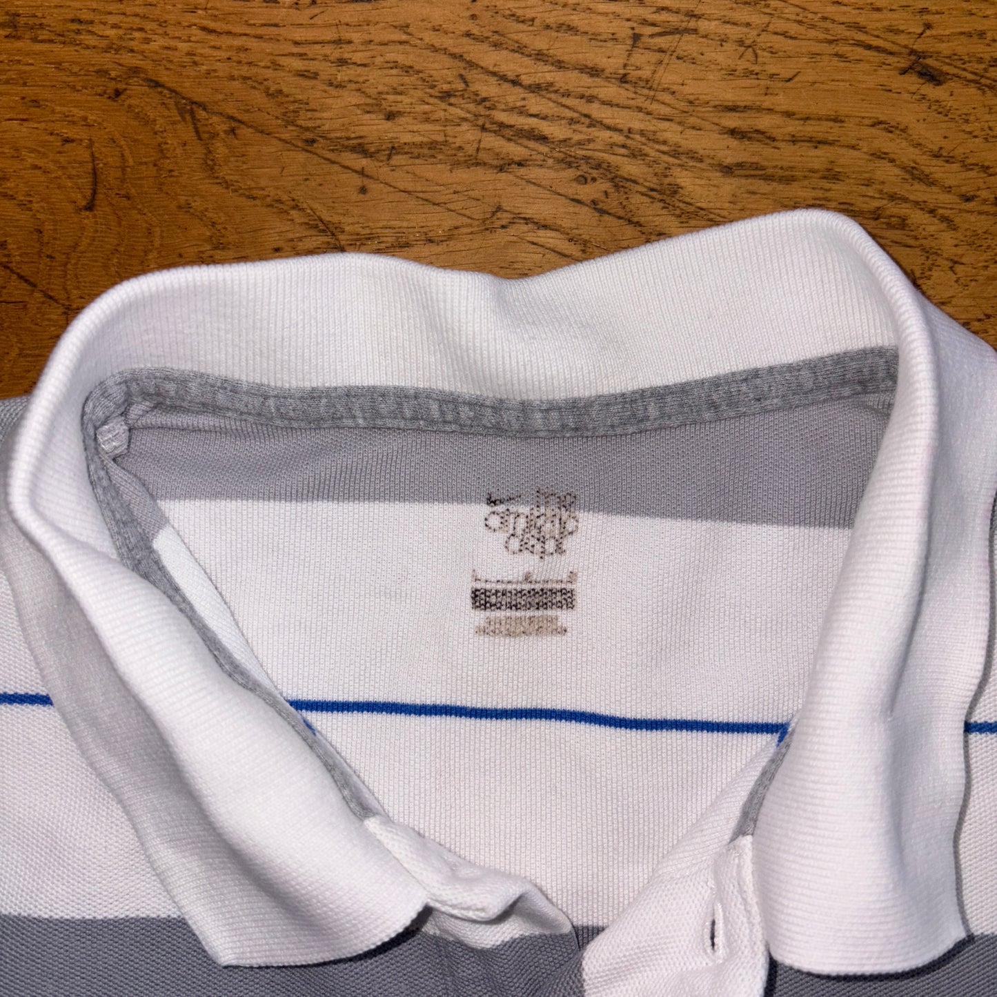 Vintage Nike Grey White Stripe Polo Shirt - S