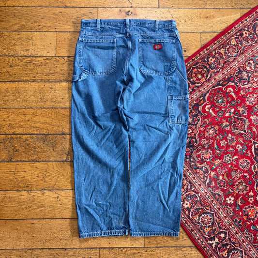 Vintage Dickies Workwear Carpenter Baggy Blue Jeans - 36R