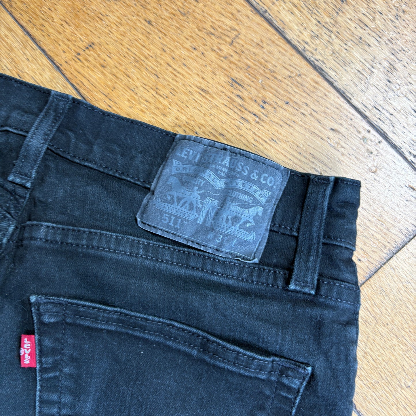 Vintage Levis 511 Slim Black Denim Shorts - 31