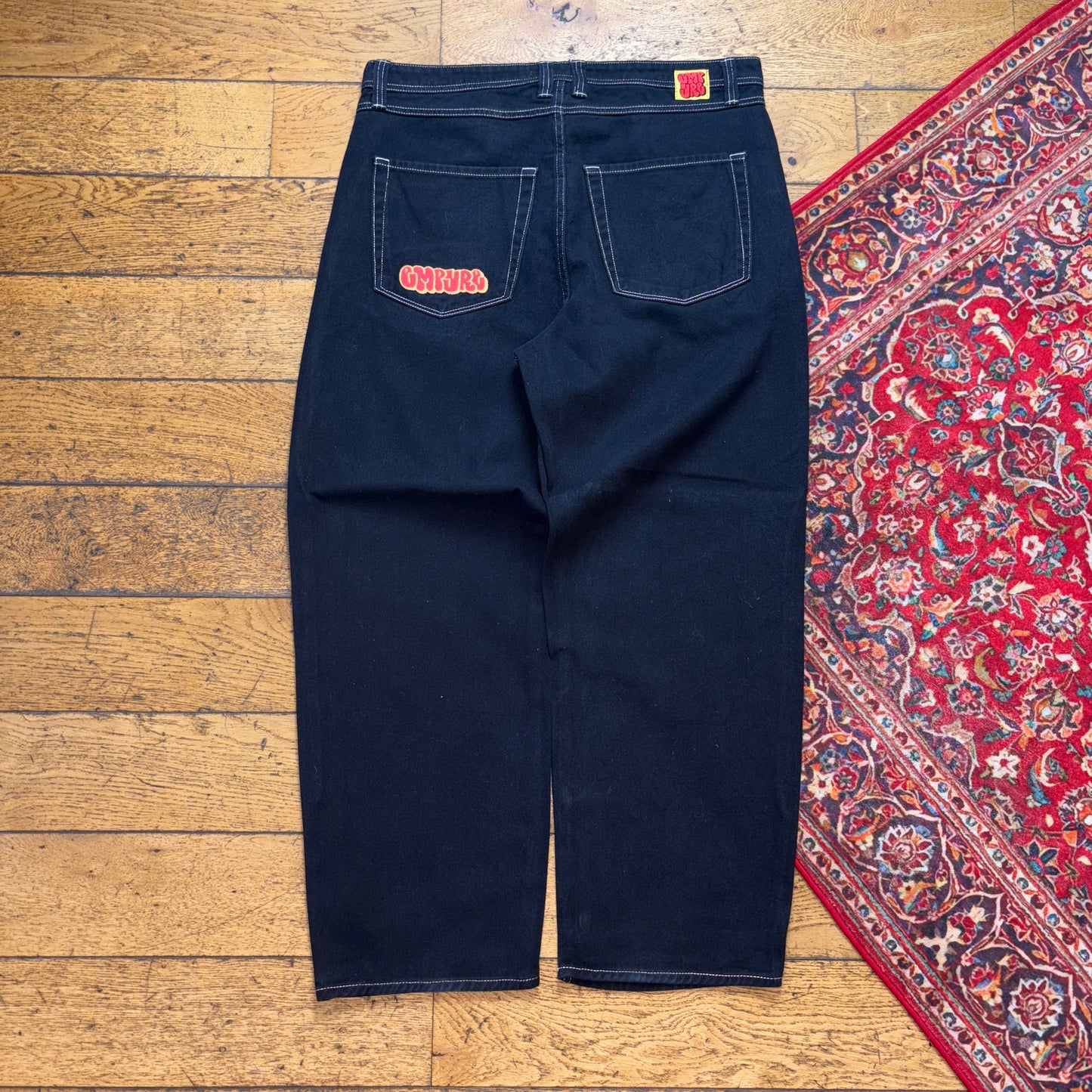 Vintage Empyre Black Skate Embroidered Y2K Hip Hop Baggy Jeans - 38S