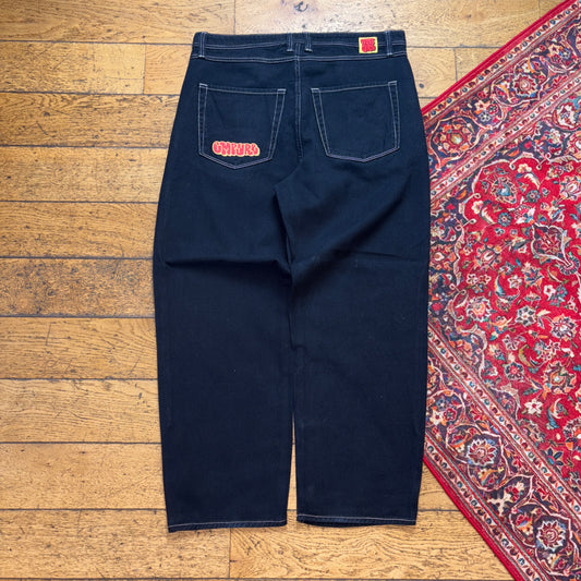 Vintage Empyre Black Skate Embroidered Y2K Hip Hop Baggy Jeans - 38S
