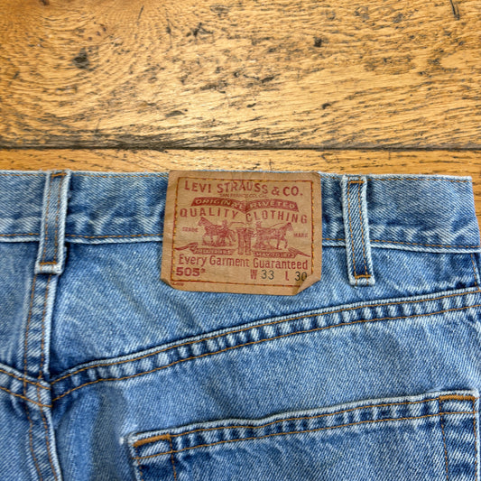 Vintage Levis 505 Straight Blue Denim Jeans - 33S