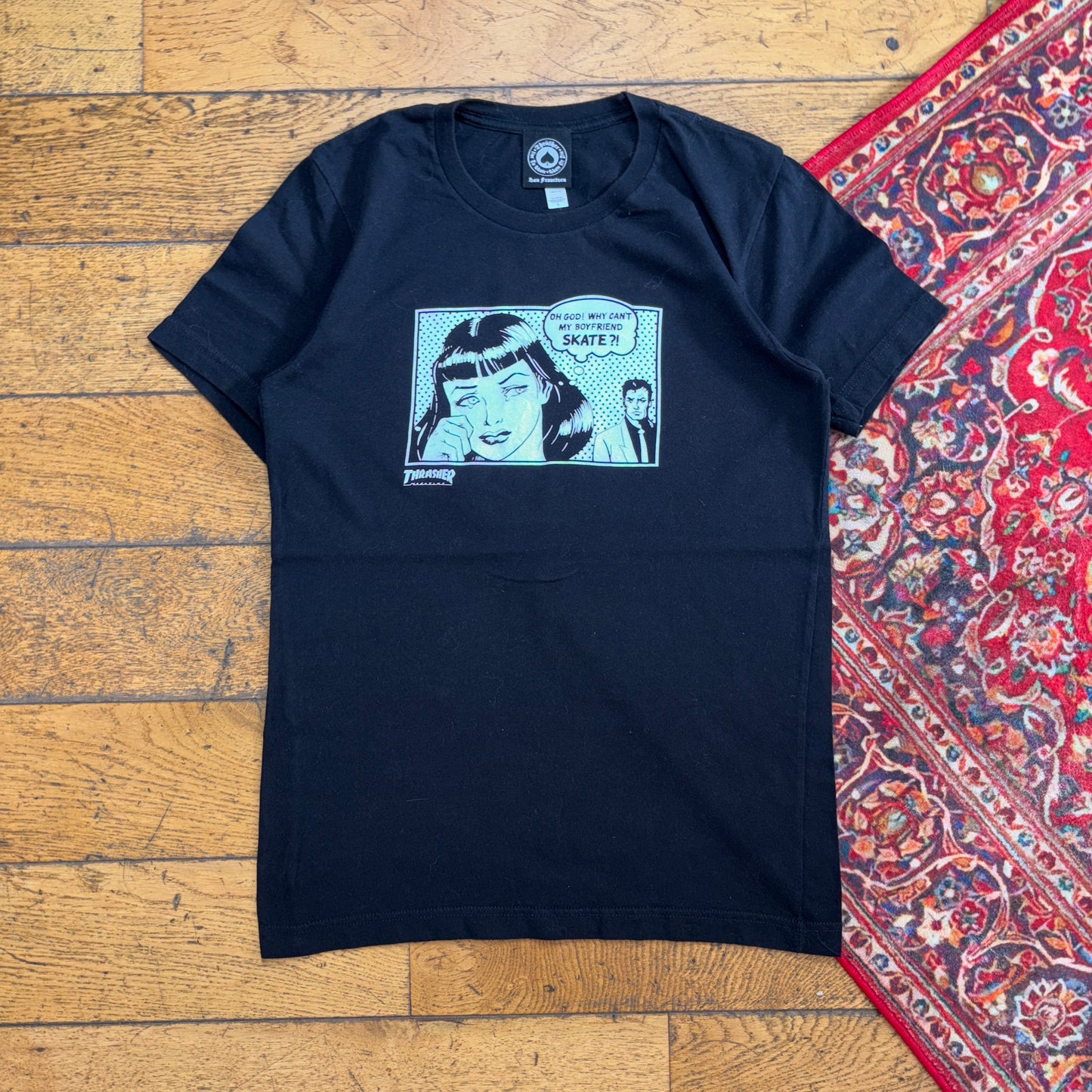 Vintage Thrasher Black Womens Skate Graphic T-Shirt - S