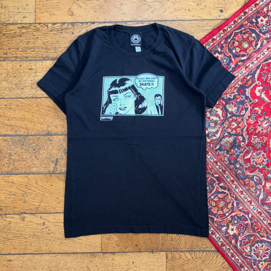 Vintage Thrasher Black Womens Skate Graphic T-Shirt - S