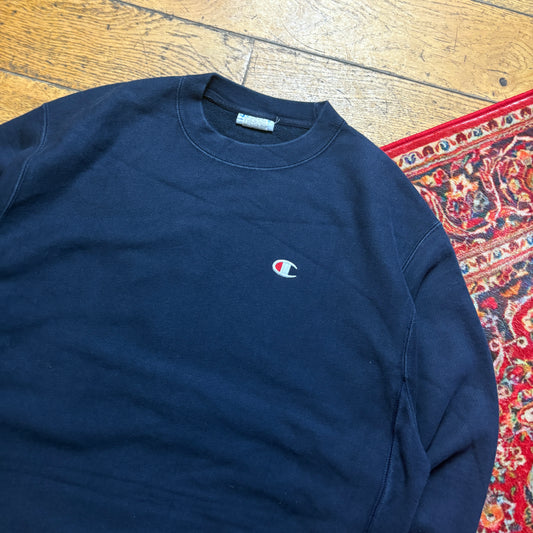 Vintage Champion Navy Embroidered Sweatshirt - L