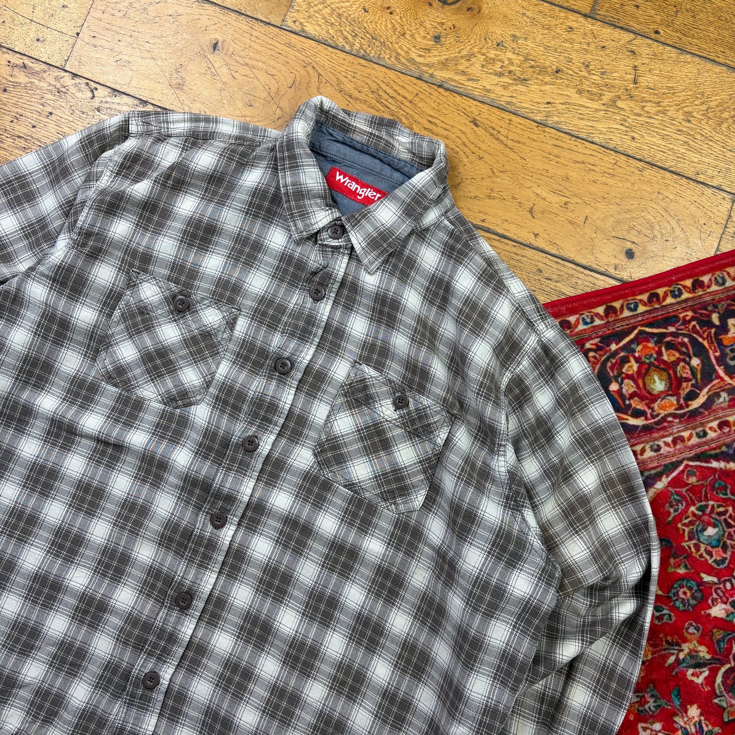 Vintage Wrangler Grey Brown Check Shirt - XL
