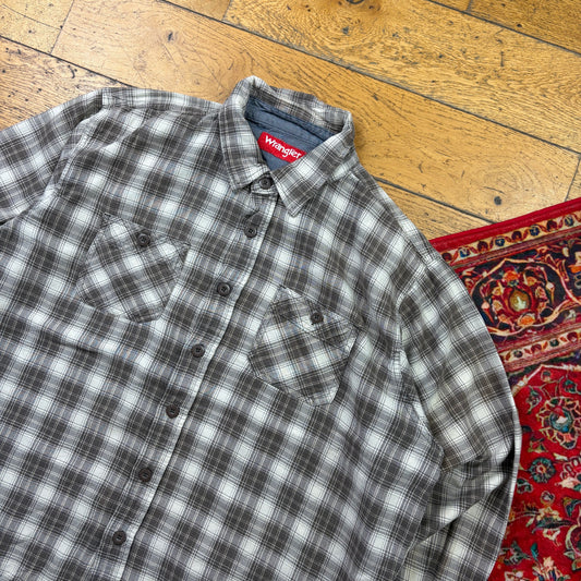Vintage Wrangler Grey Brown Check Shirt - XL