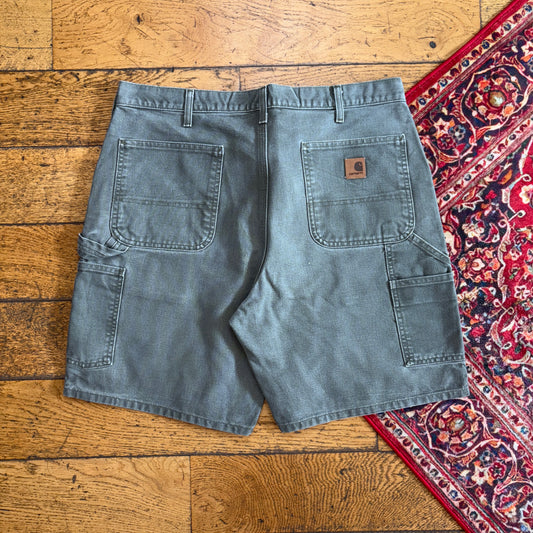 Vintage Carhartt Green Khaki Workwear Baggy Carpenter Shorts - 36