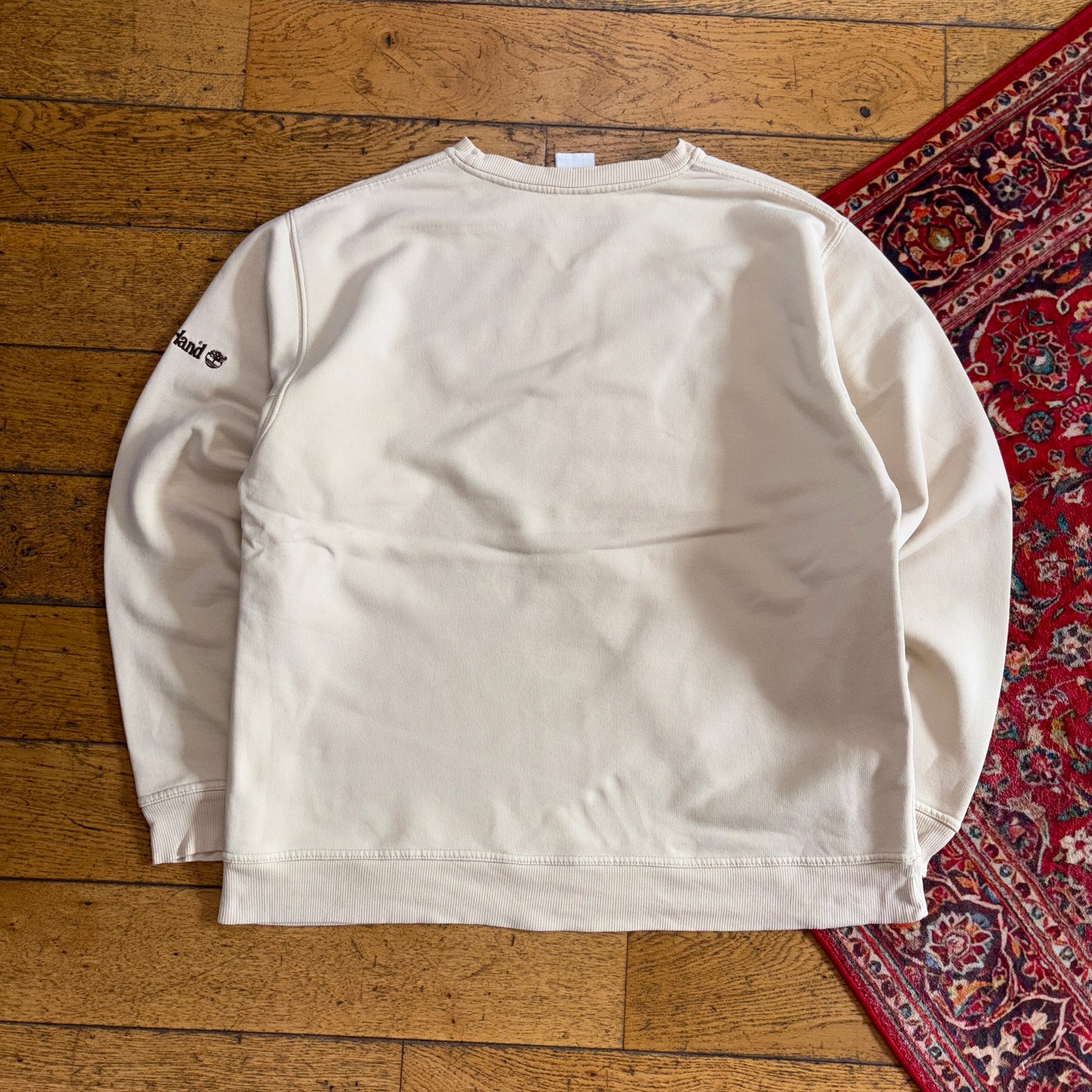 Vintage 90s Timberland Cream Embroidered Sweatshirt - XL