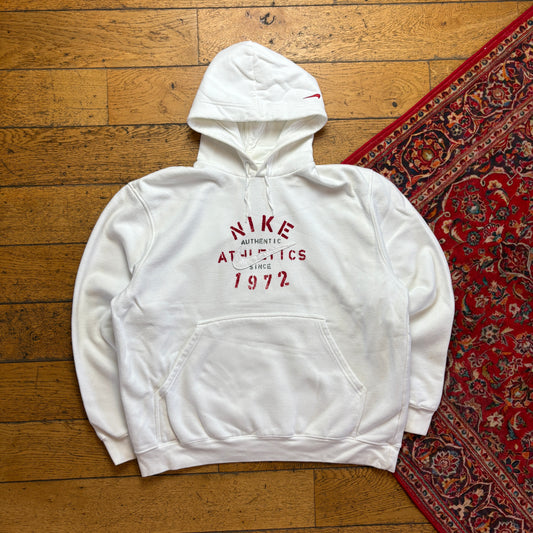 Vintage 00s Nike White Hoodie Embroidered Sweatshirt - XL