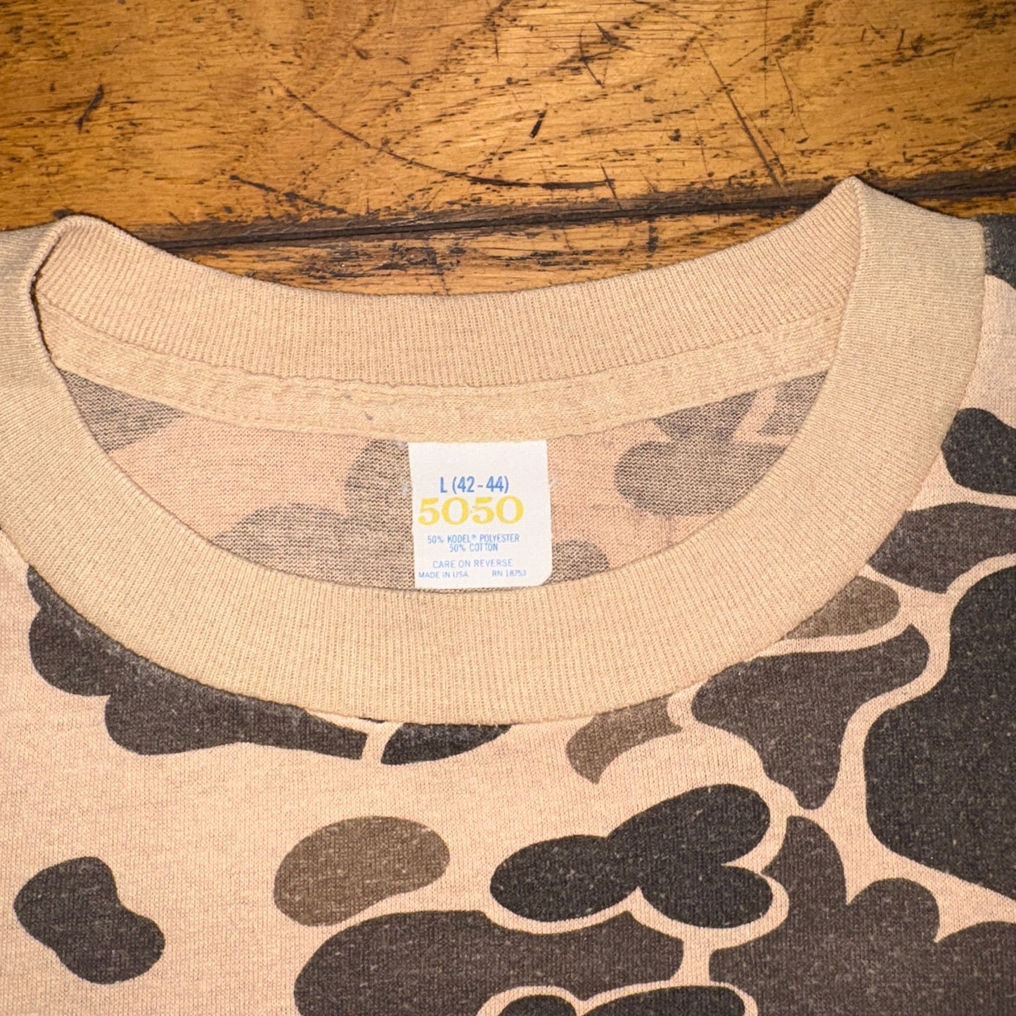 Vintage 90s Single Stitch Brown Camo T-Shirt - S