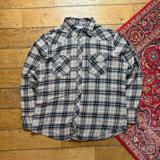 Vintage Wrangler Cream Check Embroidered Shirt - L