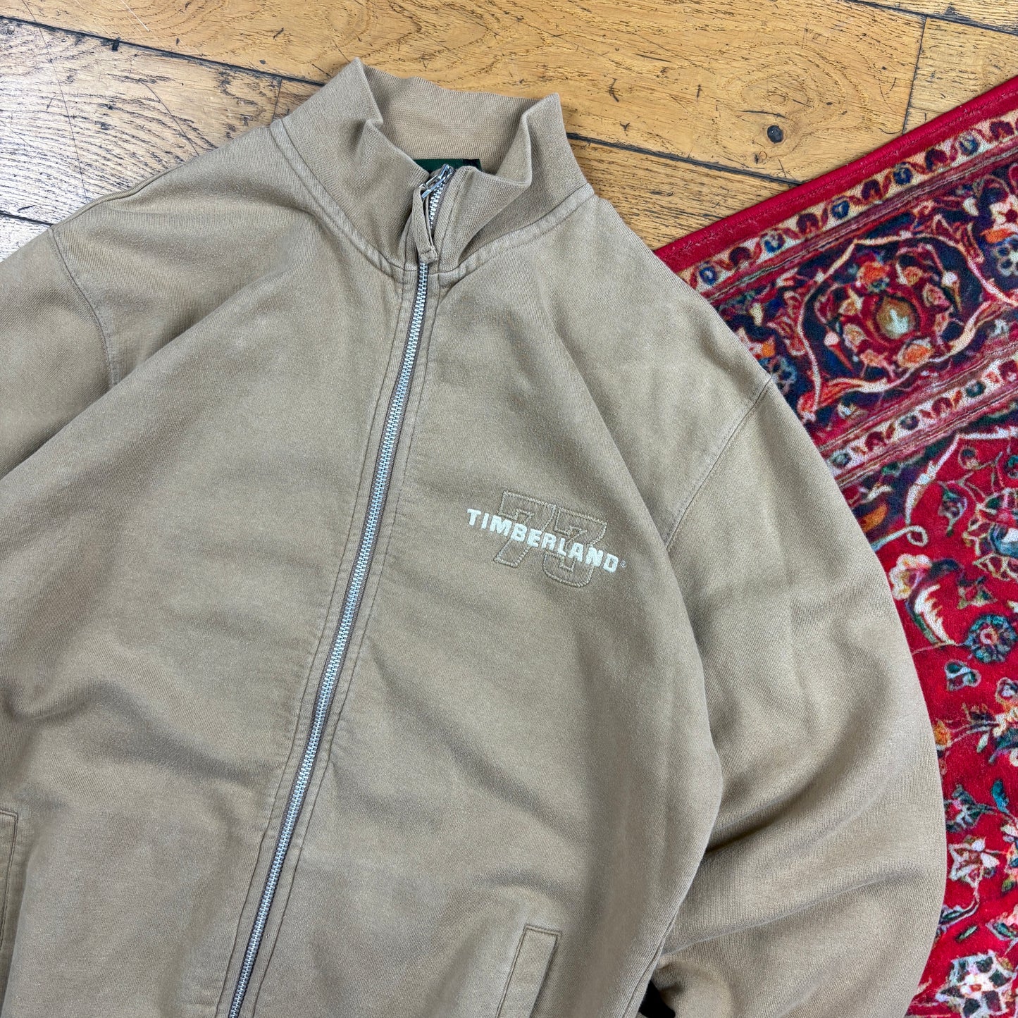Vintage Timberland Brown Embroidered Zip Sweatshirt - M