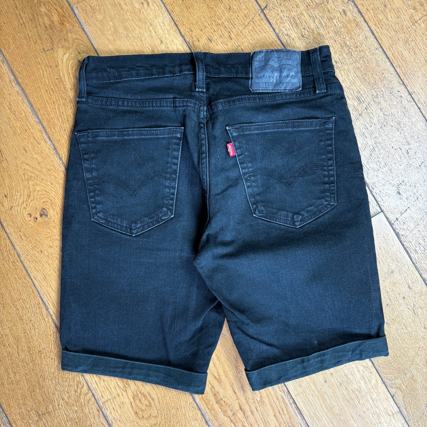 Vintage Levis 511 Slim Black Denim Shorts - 31