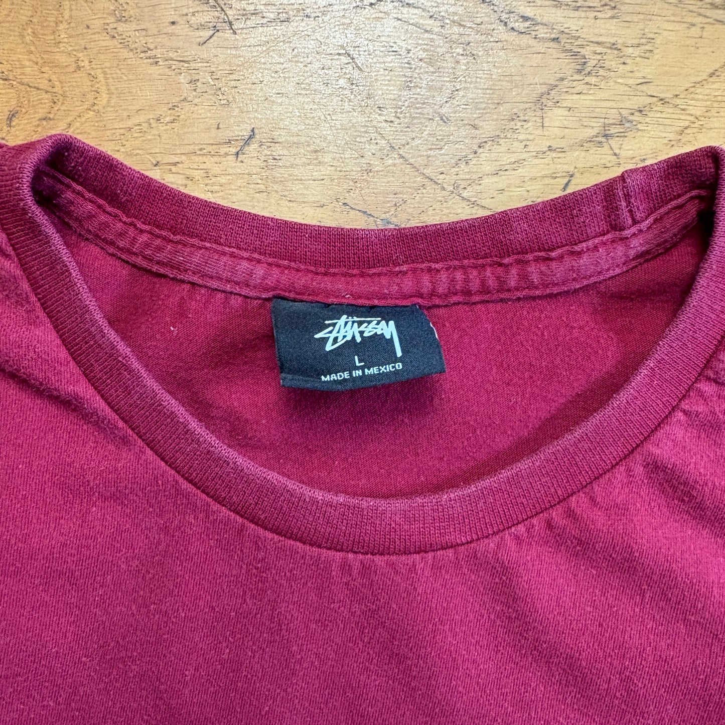 Vintage Stussy Burgundy Graphic T-Shirt - S