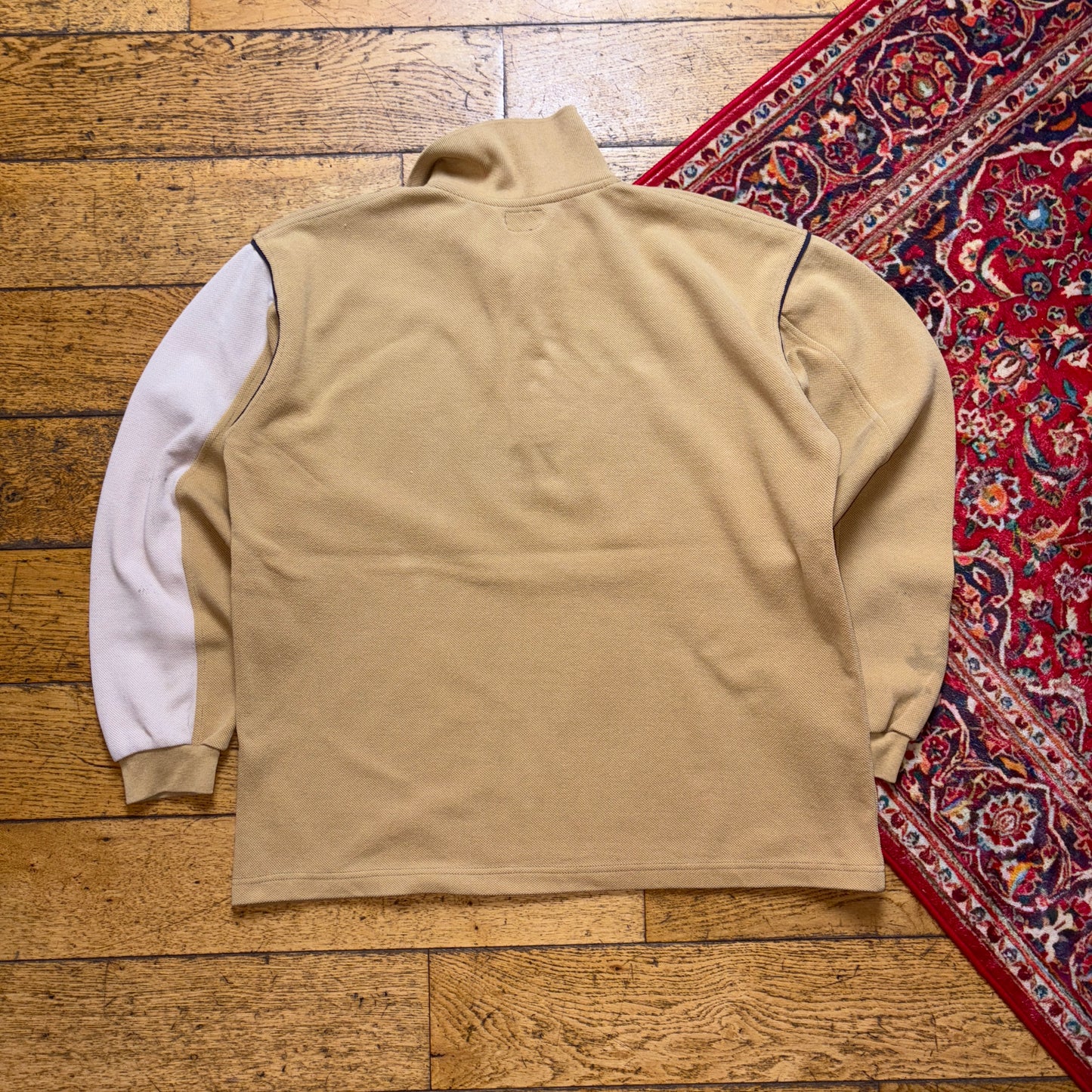 Vintage 90s Lacoste Brown Rugby Shirt Embroidered Sweatshirt - L