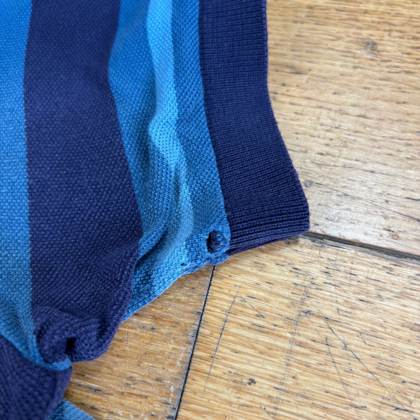 Vintage Lacoste Blue Stripe Polo Shirt - L
