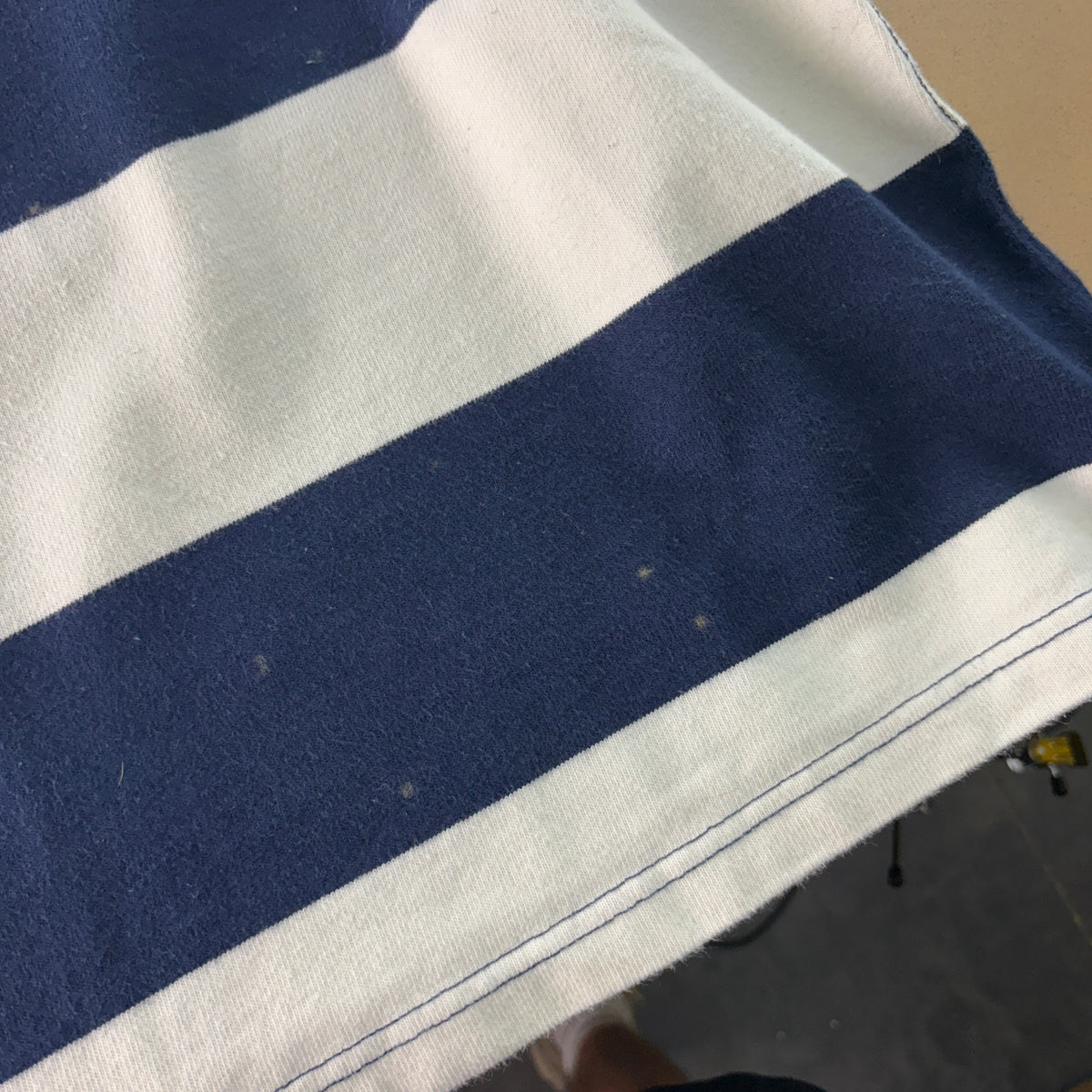 Vintage Ralph Lauren Navy White Stripe Rugby Polo Shirt - XL