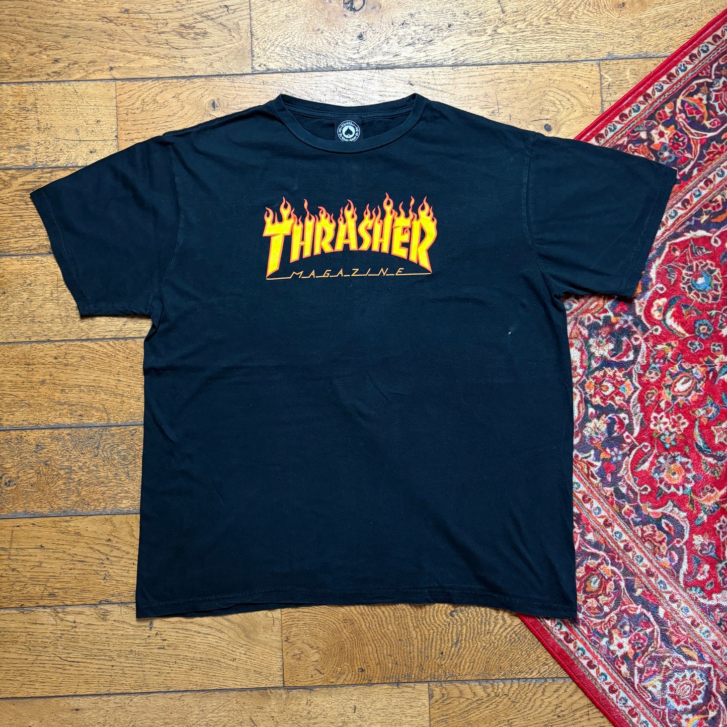 Vintage Thrasher Flames Black Skate Graphic T-Shirt - XL