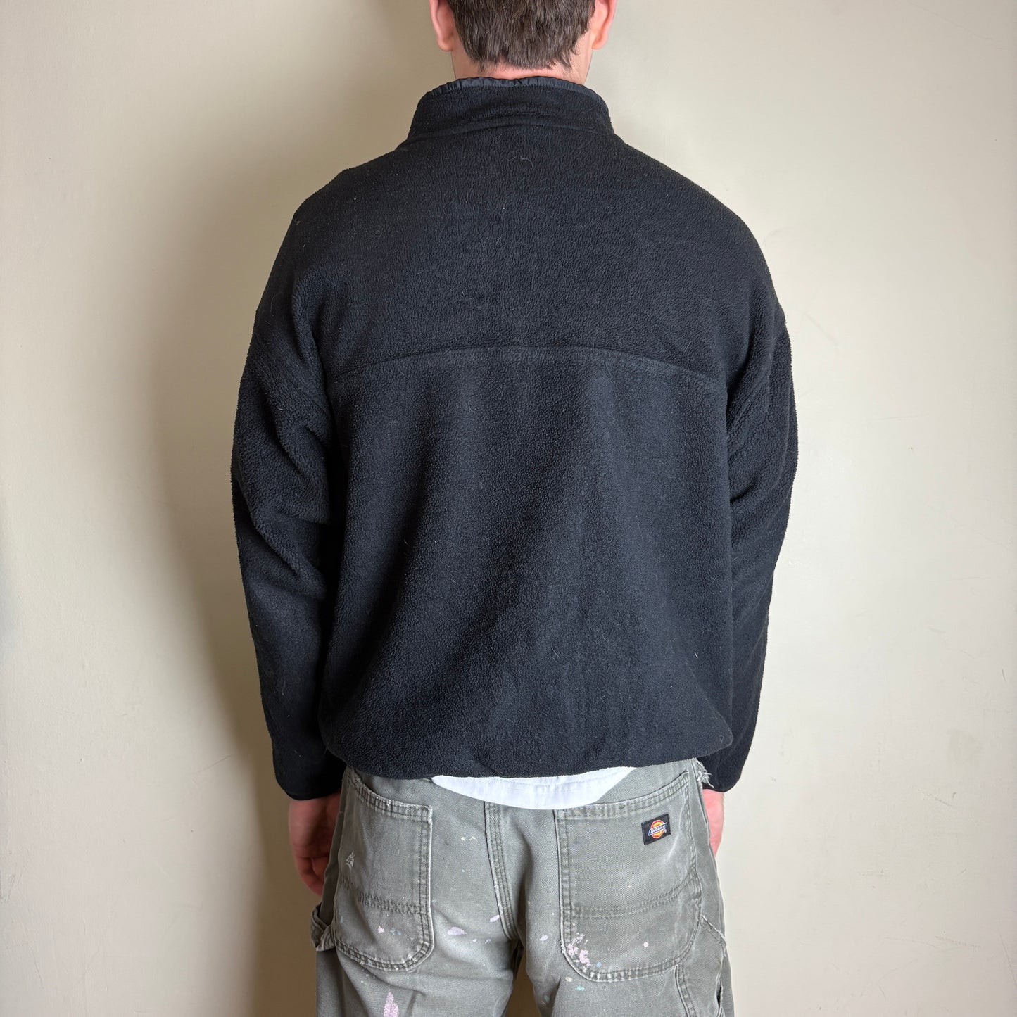 Vintage Patagonia Black Synchilla Button Fleece Jumper Jacket Pullover - L