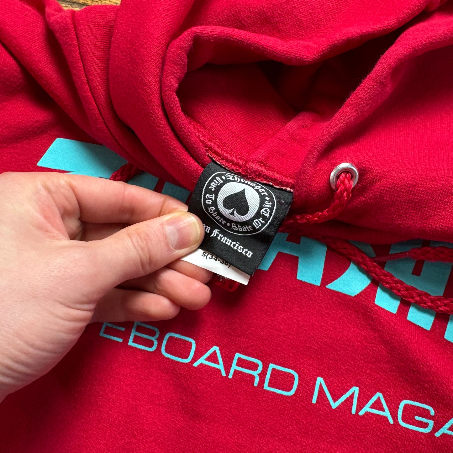Vintage Thrasher Red Skate Hoodie Sweatshirt - S