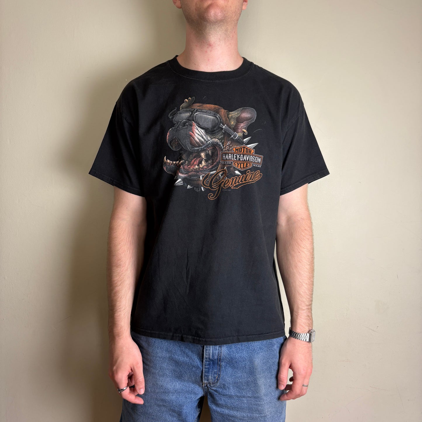 Vintage Harley Davidson Pitbull Black Graphic T-Shirt - L