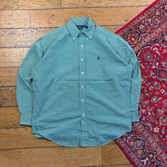 Vintage Ralph Lauren Green Check Embroidered Shirt - XL