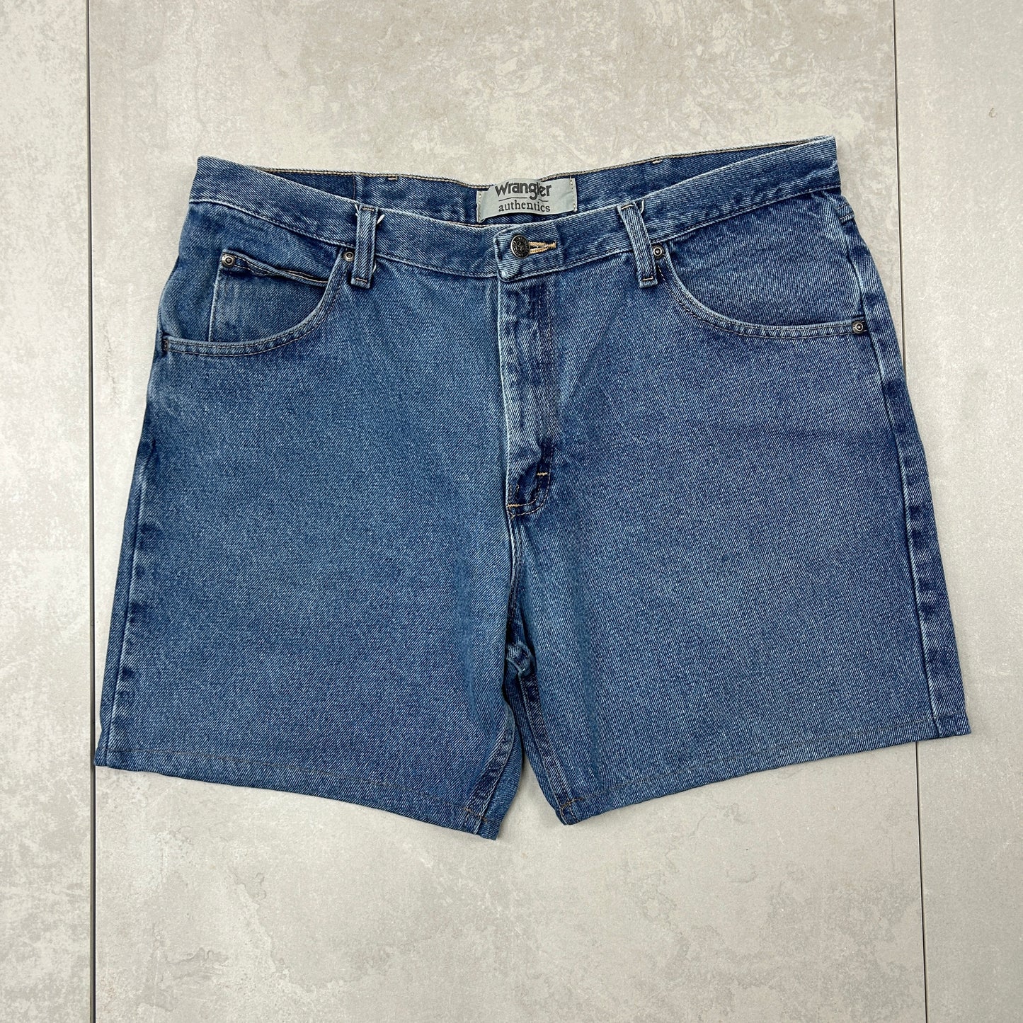 Vintage Wrangler Blue Denim Carpenter Baggy Shorts - 38