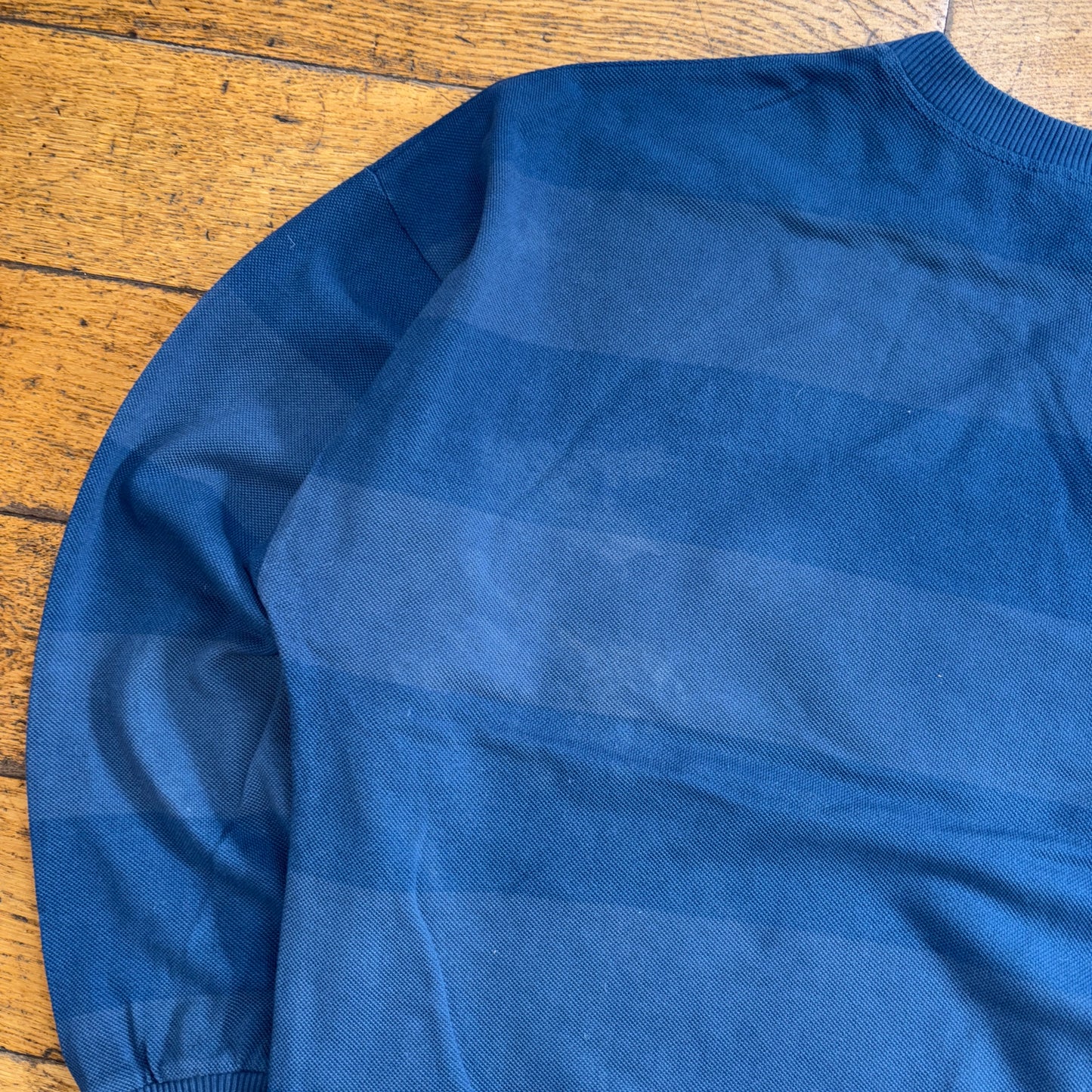 Vintage Chemise Lacoste Embroidered Blue Stripe Knit Jumper - 2XL