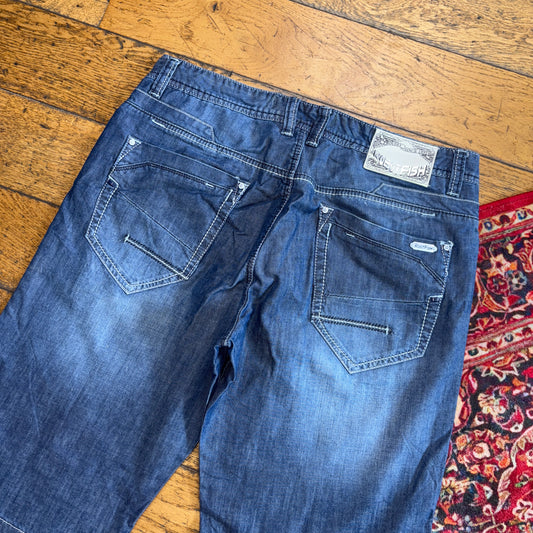 Vintage Robot Fish Blue Denim Shorts - 36
