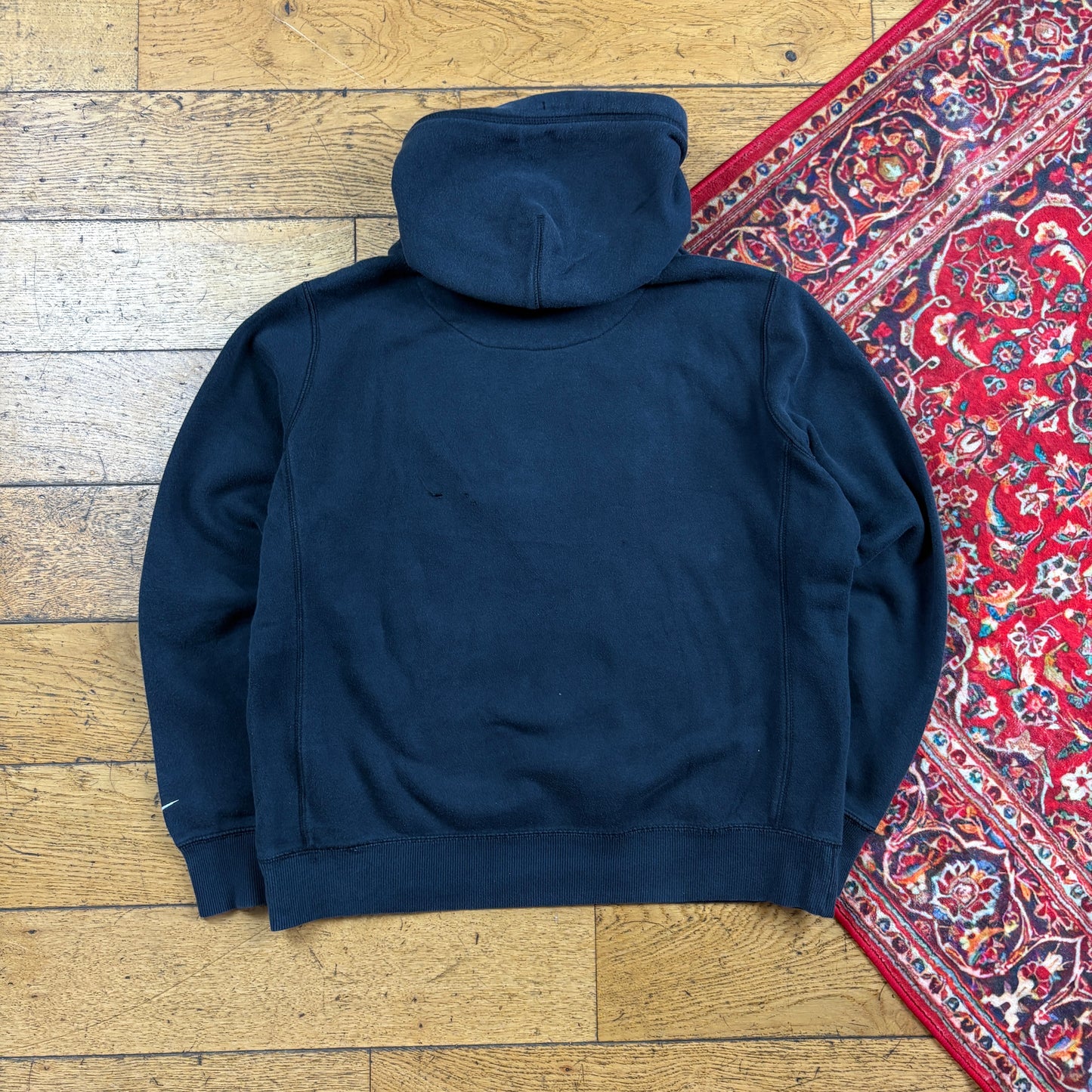 Vintage Nike Athletics Black Embroidered Hoodie Sweatshirt - Size 16/18