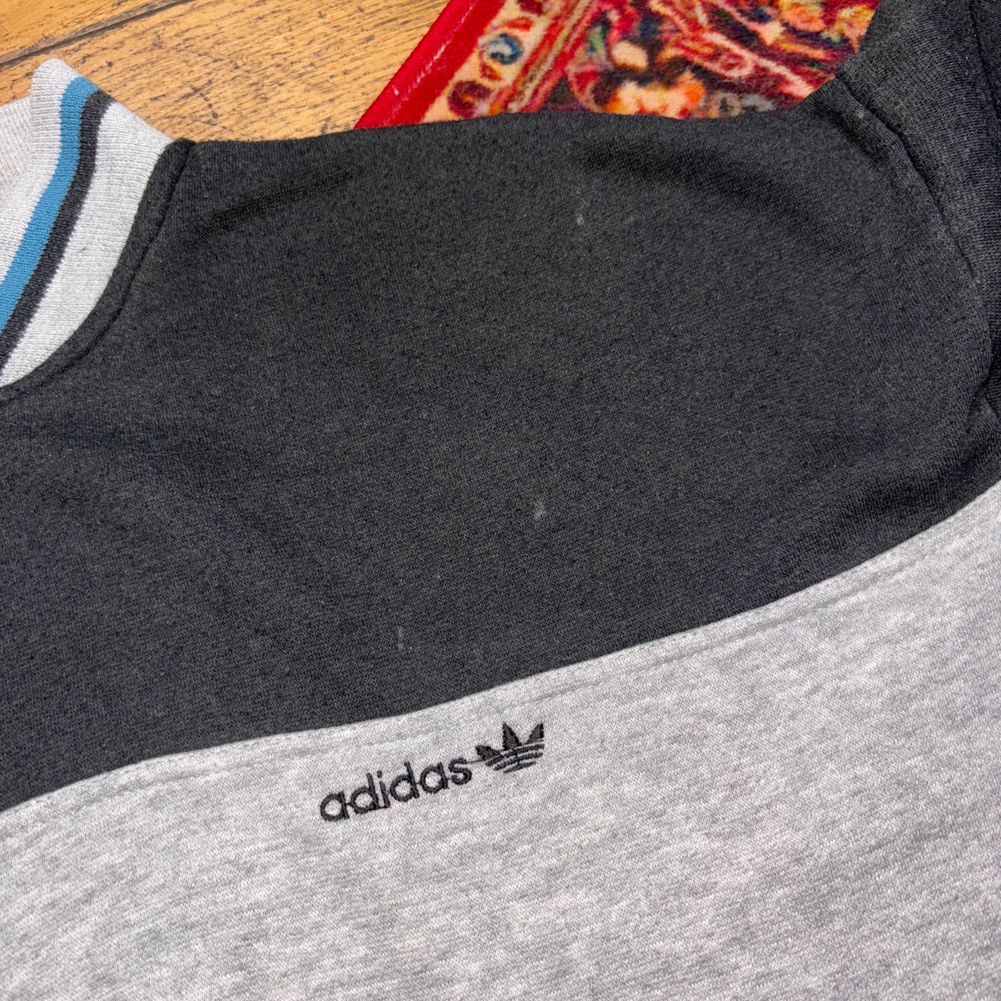 Vintage 80s Adidas Grey Zip Embroidered Sweatshirt - 2XL