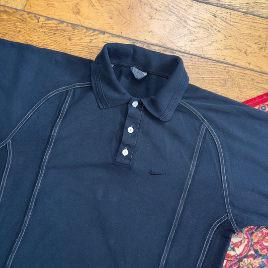 Vintage Nike Y2K 00s Black Contrast Stitch Cropped Polo Shirt - S